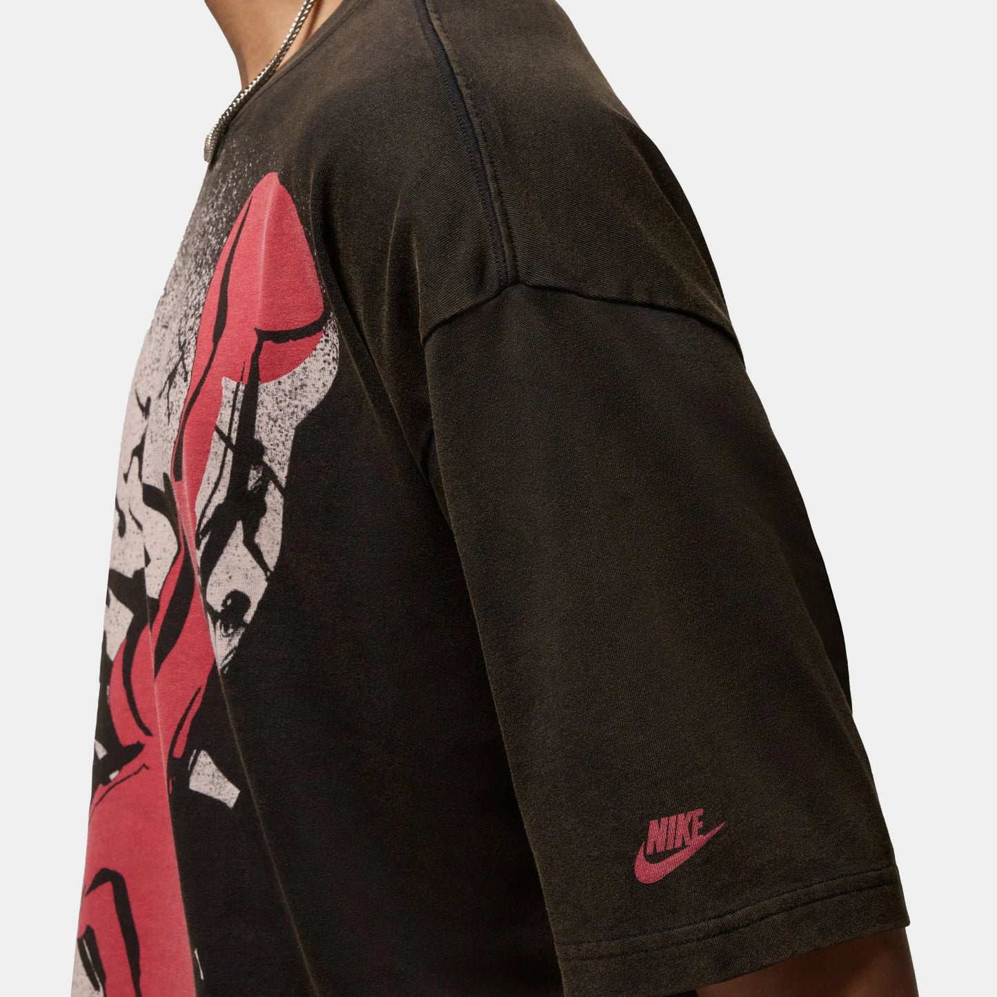 Oversized Reissue Mens Short Sleeve Shirt (Black/Gym Red/Gym Red)