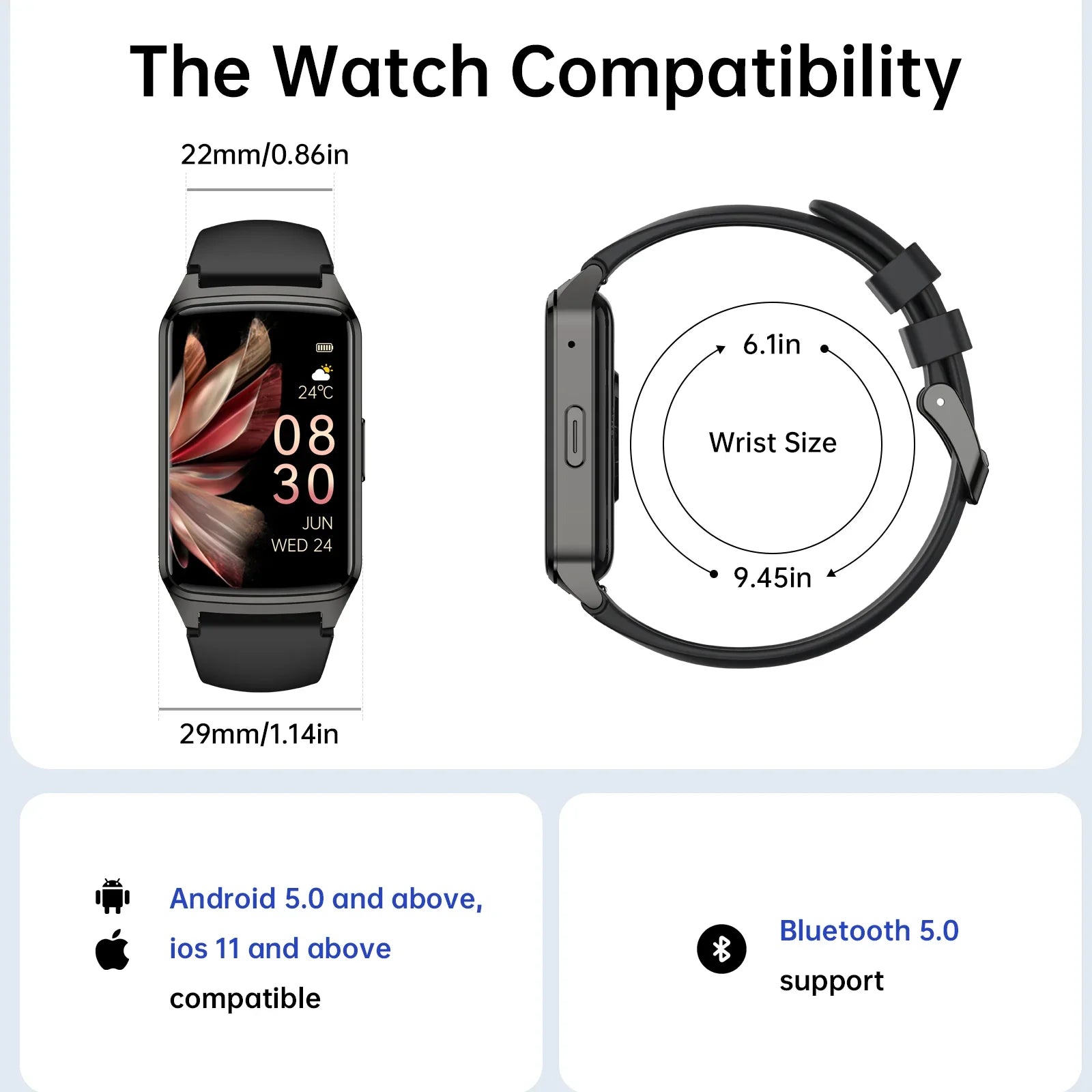 Fitness Tracker Smart Watch for Women Men Make/Answer Calls with Fitness and Wellness Tracking 100+ Sports Modes Step Calorie Counter IP68 Waterproof Fits for Android and Iphone, Black
