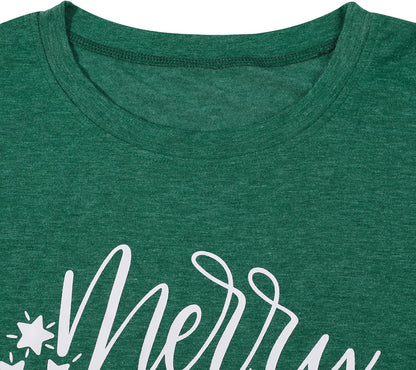Plus Size Merry Christmas Baseball T-Shirt Women Long Sleeve Holiday Xmas Splicing Tee Tops