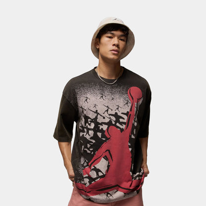 Oversized Reissue Mens Short Sleeve Shirt (Black/Gym Red/Gym Red)